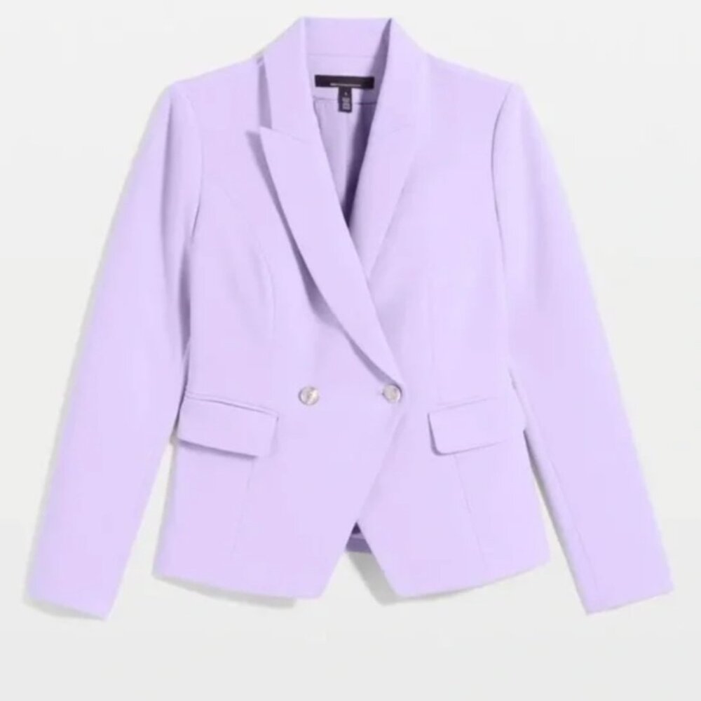 White House black market cropped lavender studio blazer and matching pants 0 - Picture 3 of 11